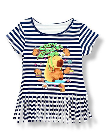 Capybara pruhované triko třásničky