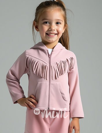 Zateplená mikina western růžová