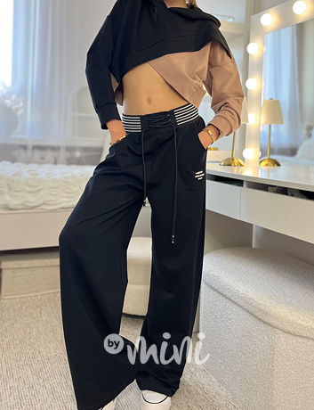 Fashion lounge volné černé kalhoty OVER