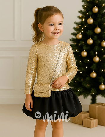 Glam flitr šaty s kabelkou gold