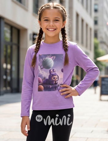Labubu triko s dlouhým rukávem fialové