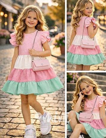 Letní vzdušné šaty Candy s kabelkou pink