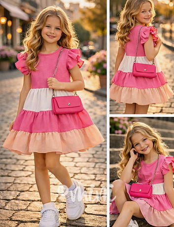 Letní vzdušné šaty Candy s kabelkou rose