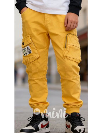 Cargo kalhoty s páskem žluté