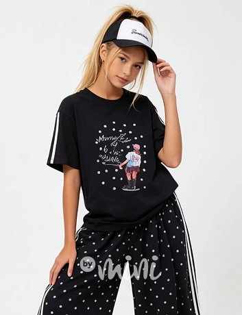 Belle oversize triko s kamínky černé