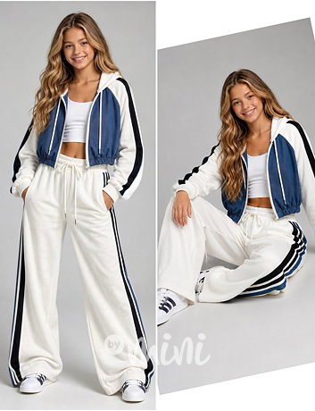 Denim & Velur souprava white