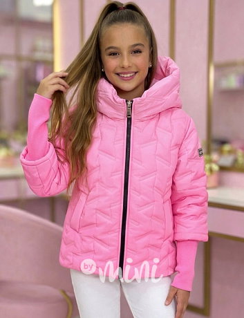 PREMIUM podzimní bunda s dlouhými náplety PINK