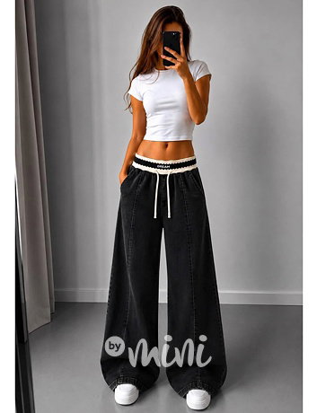 Soft denim široké kalhoty DREAM dark
