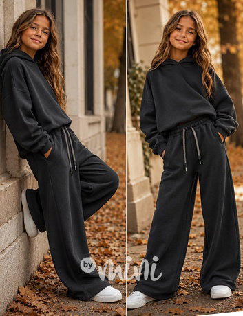 Podzimní široké tepláky dark grey