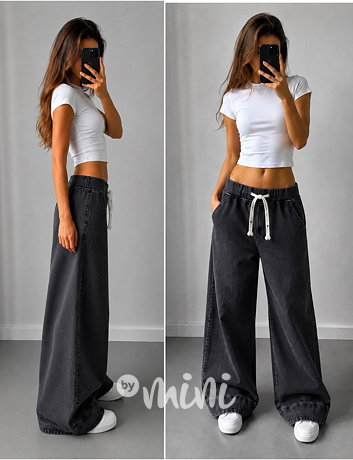 Stretch denim široké jeansy dark
