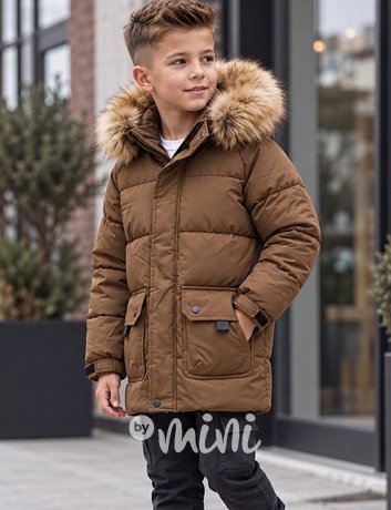 Zimní delší bunda s kožíškem beige