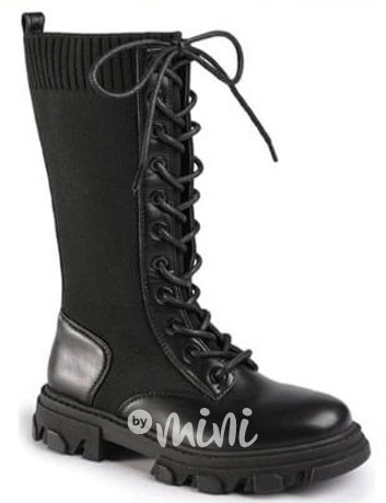 Boots vysoké tkaničkové boty black