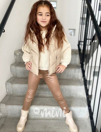 Eco leather thermo legíny béžové