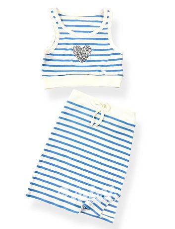 Pruhovaný summer set white/blue
