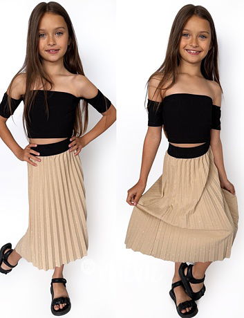 Midi plisovaná sukně s kamínky beige