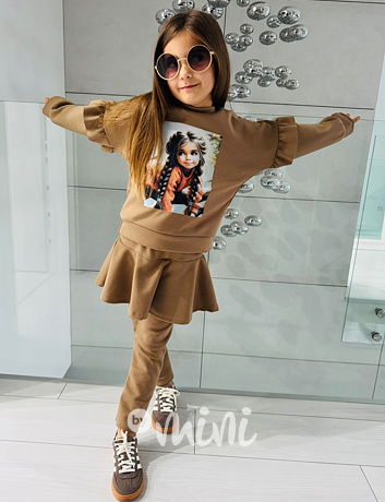 Sweetie mikina + legíny se sukýnkou beige