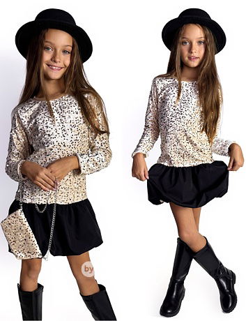 Flitrové šaty s kabelkou Champagne gold