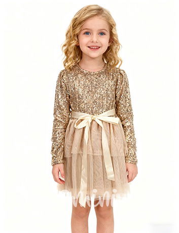 PREMIUM slavnostní šaty s tylem a flitry GOLD