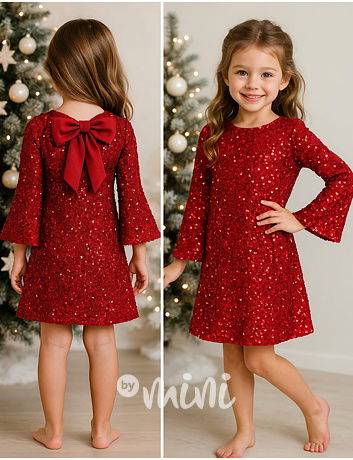 BOW flitr šaty červené