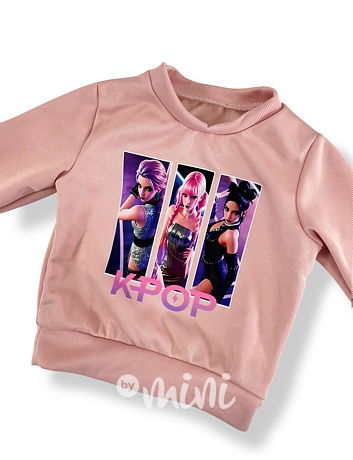 K-pop zateplená mikina růžová