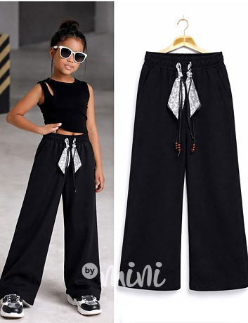 Wide-leg street tepláky s mašlí black
