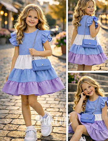 Letní vzdušné šaty Candy s kabelkou blue