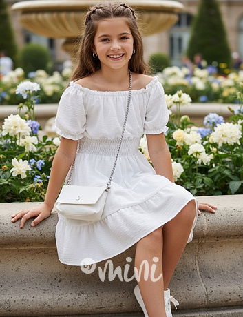 Letní vzdušné šaty s kabelkou white