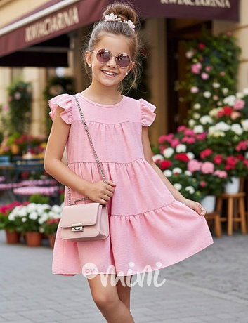 Letní vzdušné šaty poseté kamínky pink