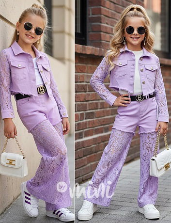 Glam lace džíny lila + pásek