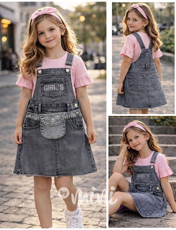 GIRLS denim laclová sukně