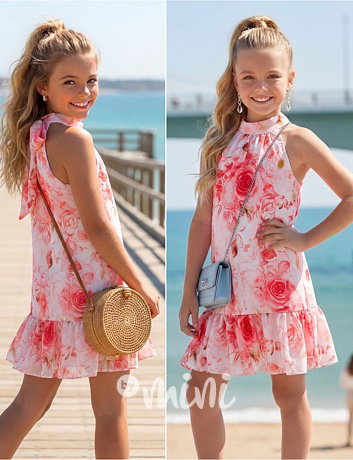 Mini chic šaty Roses red