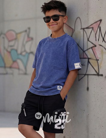 Street style acid wash triko blue