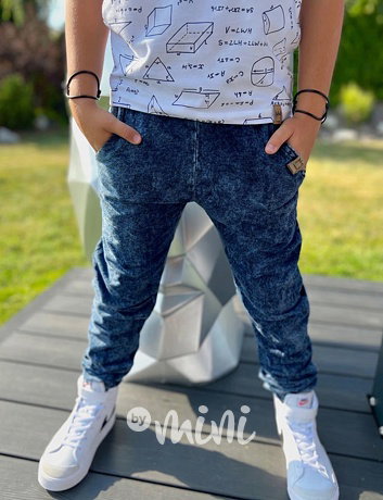 Acid wash denim jogger blue