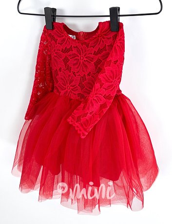 Princess krajkové šaty s maxi tylovou sukní červené