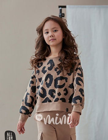 All for kids leopard mikina beige