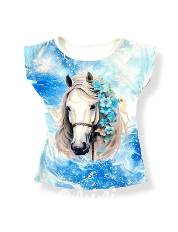 Žebrované triko horse blue