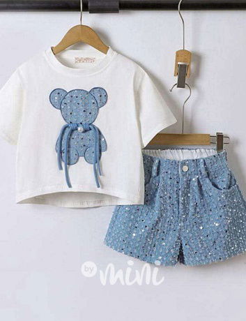 PREMIUM denim teddy letní set