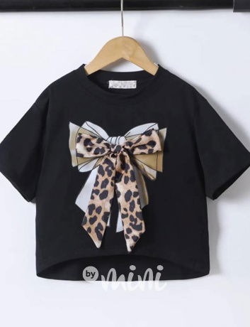 Animal bow crop triko černé