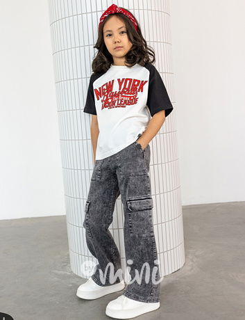 All for kids soft denim široké kapsáče