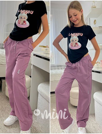 FASHION maxi volné lounge tepláky lila