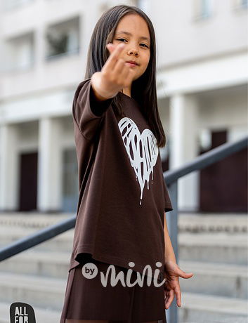 All for kids oversize triko HEART chocolate