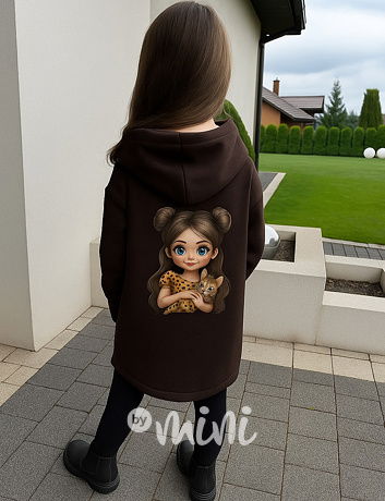 Maxi dlouhá mikina GIRL hnědá