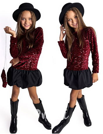 Flitrové šaty s kabelkou RED