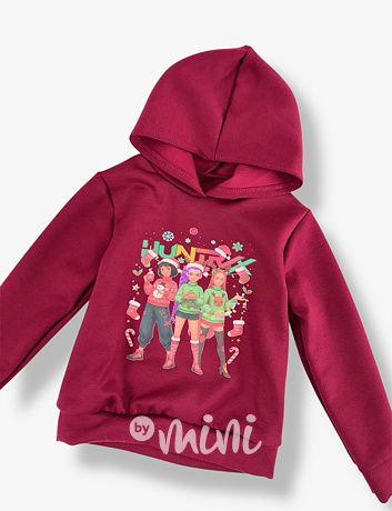 Huntrix zateplená mikina XMAS bordo