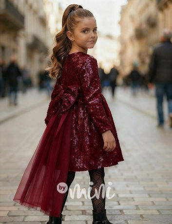 Maxi BOW flitr šaty bordo