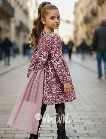 Maxi BOW flitr šaty pink