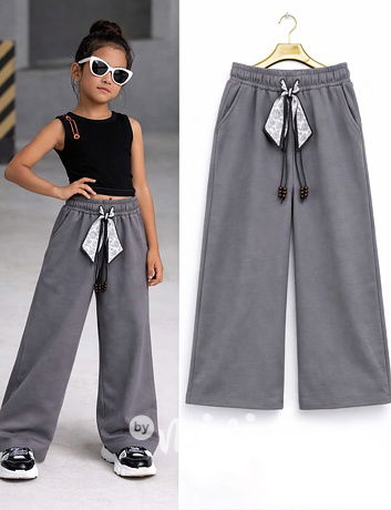 Wide-leg street tepláky s mašlí stone grey