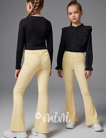 Stretch žebrované zvonáče s řasením vzadu SUNSHINE