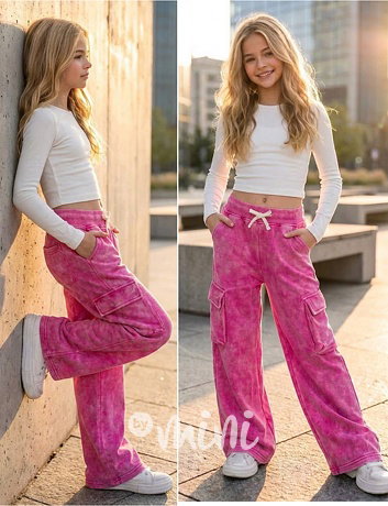 Acid wash pink cargo tepláky