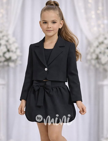 Crop sako + sukně s mašličkou black